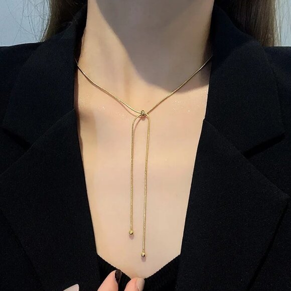 NEW 14K Yellow Gold Retro Adjustable Unique Luxury Necklace - Picture 2 of 5